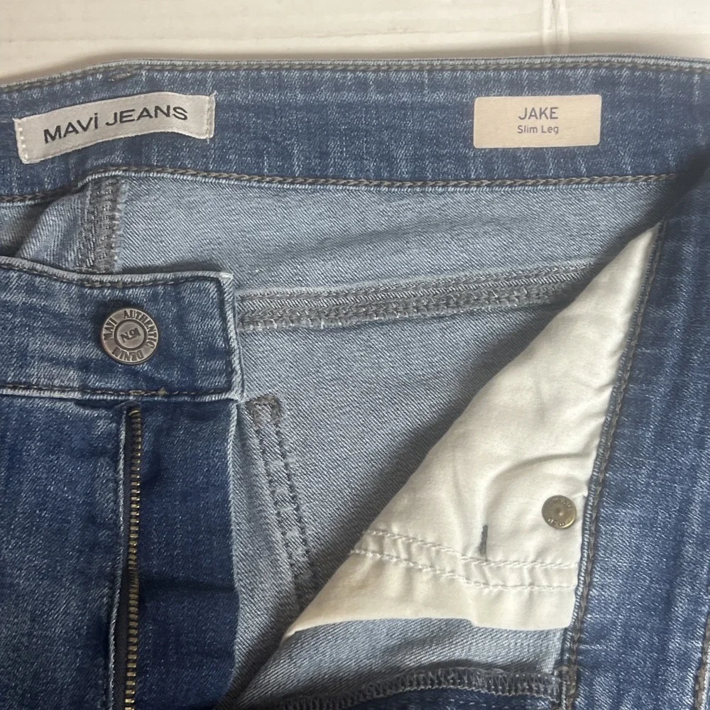 Mavi Jake‎ Slim Leg Jeans Mens Size 33x30 Med Blue Denim Cotton Stretch Comfort